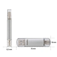 Hama Flash Pen Laeta, USB-C/USB-A 3.1, 16 GB, 40 MB/s, strieborný