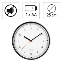 Hama Linea, nástenné hodiny, priemer 25 cm, tichý chod, čierne