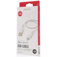 Hama MFi USB kábel pre Apple, USB-A Lightning , 1,5 m Flexible, silikónový, biely