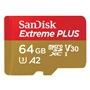 SanDisk Extreme PLUS microSDXC 64 GB + SD Adapter 200 MB/s & 90 MB/s A2 C10 V30 UHS-I U8