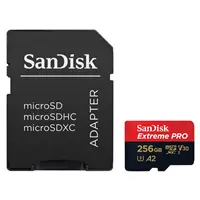 SanDisk Extreme PRO microSDXC 256 GB + SD Adapter 200 MB/s & 140 MB/s A2 C10 V30 UHS-I U3