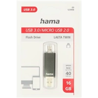 Hama flashPen Laeta Twin, USB 3.0, 16 GB, 40 MB/s, čierny