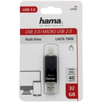 Hama flashPen Laeta Twin, USB 3.0, 32 GB, 40 MB/s, čierny