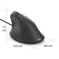 Hama vertikálna ergonomická káblová myš ECM-500R, pre pravákov, čierna