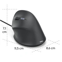 Hama vertikálna ergonomická káblová myš ECM-500L, pre ľavákov, čierna