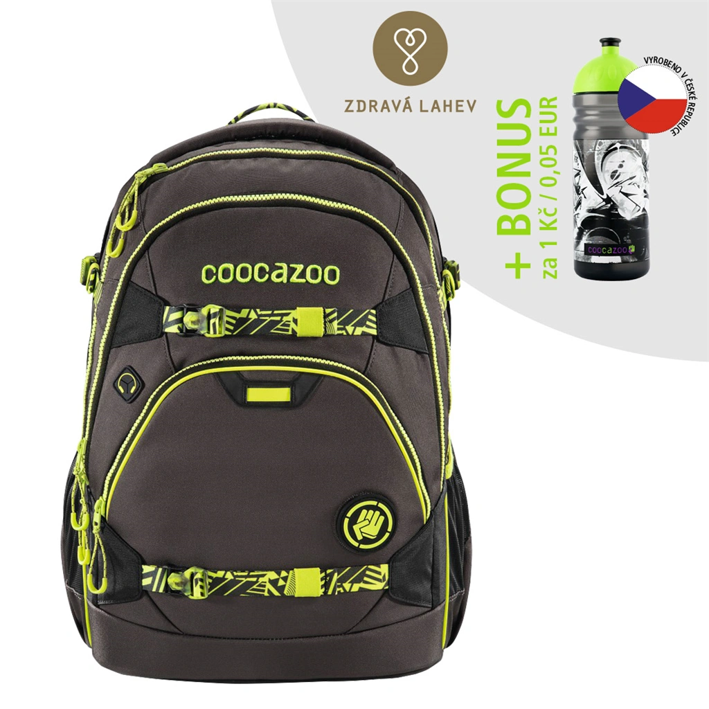 Školský ruksak coocazoo ScaleRale s bedrovým popruhom a Powerbankou TecCheck Neon Yellow+ FĽAŠKA