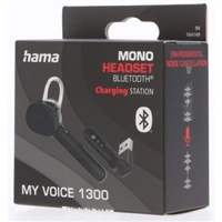 Hama MyVoice1300, Bluetooth headset mono, pre 2 zariadenia, Siri, Google Ass., nabíjacia stanica