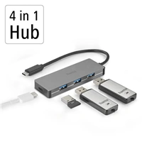 Hama USB-C-Hub, 4 porty, USB 3.2, 10 Gbit/s, hliníkový