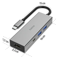 Hama USB hub, multiport, 2x USB-A, USB-C PD, HDMI, USB 3.2 5 Gb/s