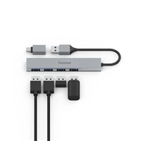 Hama USB hub, 4 porty, USB 3.2, 5 Gb/s, Ultra Slim, USB-C adaptér