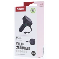 CarCharger Roll-up 2*C, 30W, Black