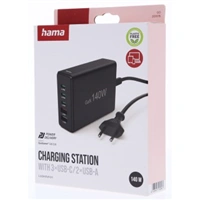 Hama USB nabíjacia stanica GaN, 3x USB-C PD, 2x USB-A (1x QC), 140 W