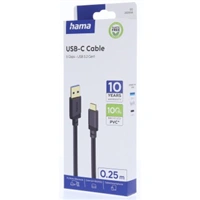 Hama USB A-C kábel 0,25 m, USB 3.2 Gen1 5 Gb/s, čierny