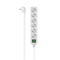 Hama predlžovací prívod s vypínačom, 6x zásuvka schuko, 1,4 m, biely