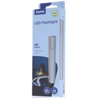Hama FL120, LED baterka, hliníková, 120 lm / 50 m, 3 režimy svietenia, pútko na ruku, vr. batérií