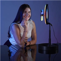 Hama SpotLight FoldUp RGB 102, kruhové LED svetlo 10,2" pre smartfóny, RGB, skladacie