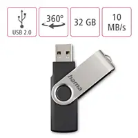 Hama USB 2.0 Flash Drive Rotate, 32 GB, 10 MB/s, čierna/strieborná