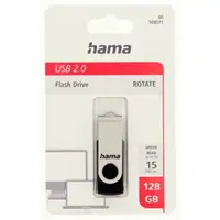 Hama USB 2.0 Flash Drive Rotate, 128 GB, 15 MB/s, čierna/strieborná