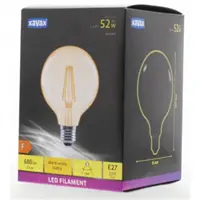 Xavax LED Filament žiarovka, E27, 680 lm (nahrádza 52 W), dizajn G95, teplá biela, jantárová farba