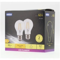 Xavax LED Filament žiarovka, E27, 806 lm (nahrádza 60 W), teplá biela, číra, 2 ks v škatuľke