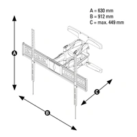 Hama nástenný držiak TV XL, pohyblivý, 800x600, 5*, čierny