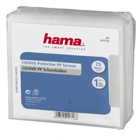 Hama ochranné obaly na CD/DVD, polypropylén, priehľadné, balenie 75 ks (cena za balenie)