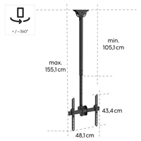 Hama stropný držiak TV, 105-155 cm, 400x400, otočný