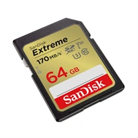 SanDisk Extreme 64 GB SDXC Memory Card 170 MB/s & 80 MB/s, UHS-I, Class 10, U3, V30