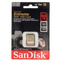 SanDisk Extreme 64 GB SDXC Memory Card 170 MB/s & 80 MB/s, UHS-I, Class 10, U3, V30