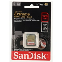 SanDisk Extreme 128 GB SDXC Memory Card 180 MB/s & 90 MB/s, UHS-I, Class 10, U3, V30