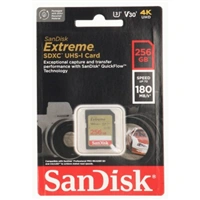 SanDisk Extreme 256 GB SDXC Memory Card 180 MB/s & 130 MB/s UHS-I, Class 10, U3, V30