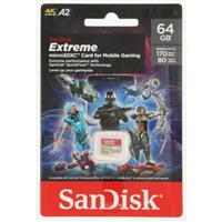 SanDisk Extreme microSDXC card for Mobile Gaming 64 GB 170 MB/s & 80 MB/s , A2 C10 V30 UHS-I U3