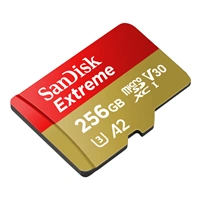 SanDisk Extreme microSDXC 256 GB + SD Adapter 190 MB/s & 130 MB/s Read/Write A2 C10 V30 UHS-I U3