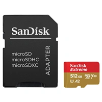 SanDisk Extreme microSDXC 512 GB + SD Adapter 190 MB/s & 130 MB/s  A2 C10 V30 UHS-I U3