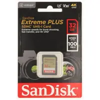 SanDisk Extreme PLUS 32 GB SDHC Memory Card 100 MB/s & 60 MB/s, UHS-I, Class 10, U3, V30