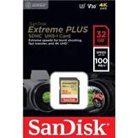 SanDisk Extreme PLUS 32 GB SDHC Memory Card 100 MB/s & 60 MB/s, UHS-I, Class 10, U3, V30