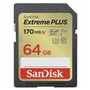 SanDisk Extreme PLUS 64 GB SDXC Memory Card 170 MB/s & 80 MB/s, UHS-I, Class 10, U3, V30