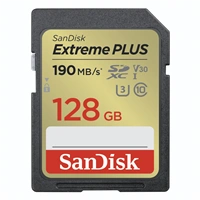 SanDisk Extreme PLUS 128 GB SDXC Memory Card 190 MB/s & 90 MB/s, UHS-I, Class 10, U3, V30