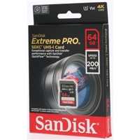 SanDisk Extreme PRO 64 GB SDXC Memory Card 200 MB/s & 90 MB/s, UHS-I, Class 10, U3, V30