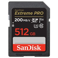 SanDisk Extreme PRO 512 GB SDXC Memory Card 200 MB/s & 140 MB/s, UHS-I, Class 10, U3, V30