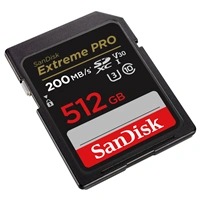 SanDisk Extreme PRO 512 GB SDXC Memory Card 200 MB/s & 140 MB/s, UHS-I, Class 10, U3, V30