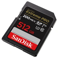 SanDisk Extreme PRO 512 GB SDXC Memory Card 200 MB/s & 140 MB/s, UHS-I, Class 10, U3, V30