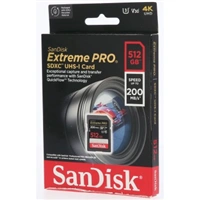 SanDisk Extreme PRO 512 GB SDXC Memory Card 200 MB/s & 140 MB/s, UHS-I, Class 10, U3, V30