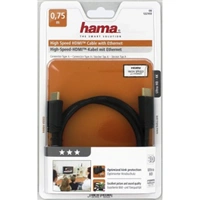 Hama HDMI kbel vidlica - vidlica, pozlten, 3*, 0,75 m
