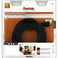 Hama HDMI kábel vidlica - vidlica, pozlátený, 3*, 5 m