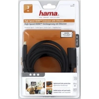 Hama HDMI predlžovací kábel vidlica-zásuvka, pozlátený, 3*, 3 m