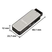 Hama čítačka kariet USB 3.0 SD/microSD, strieborná