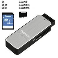 Hama čítačka kariet USB 3.0 SD/microSD, strieborná