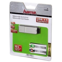 Hama čítačka kariet USB 3.0 SD/microSD, strieborná