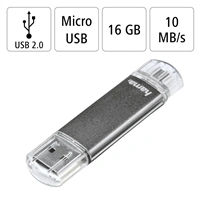 Hama flashPen "Laeta Twin" 16 GB 10 MB/s, šedý